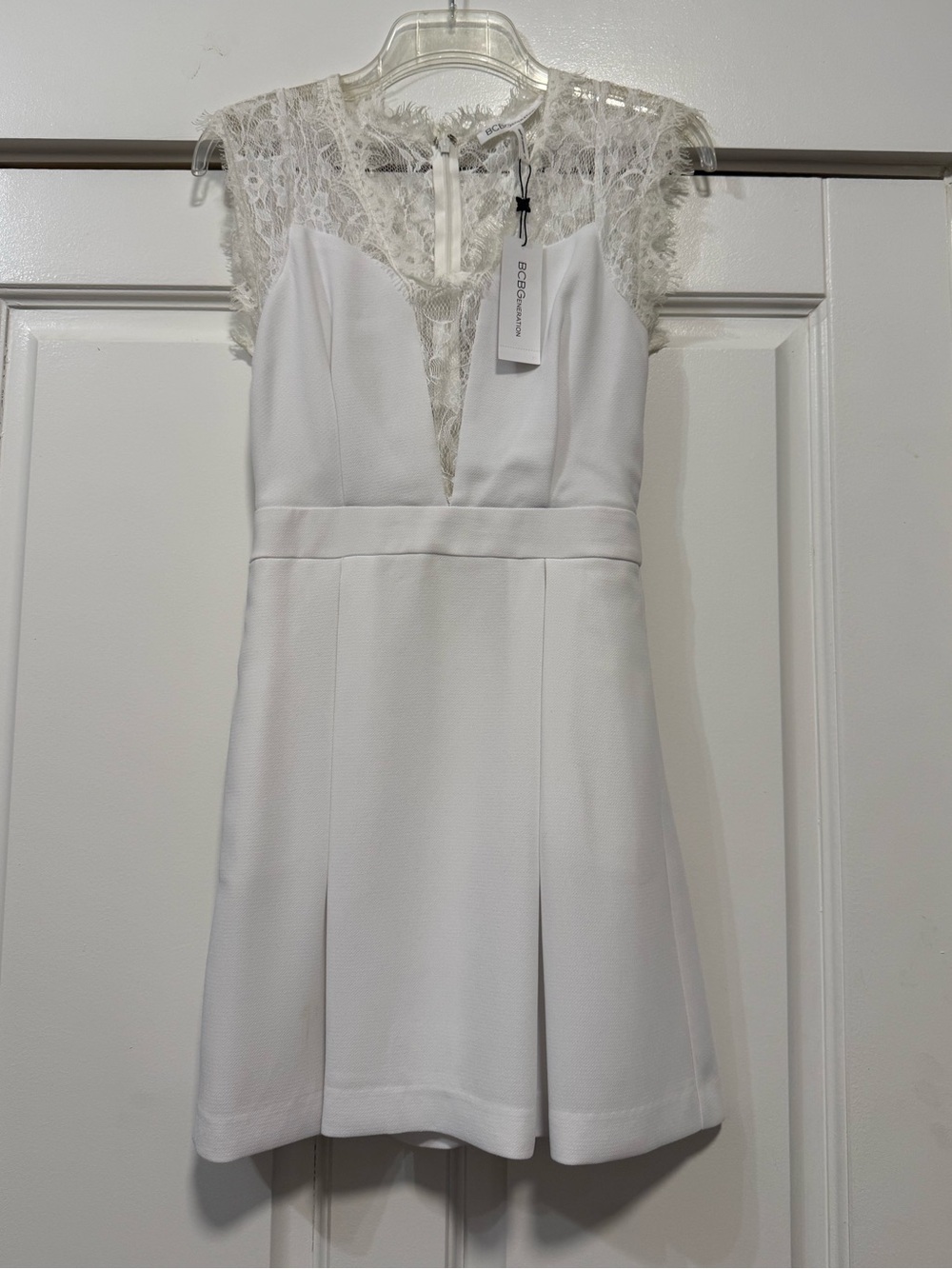 NWT BCBGeneration Optic White Lace Trim Mini Dress